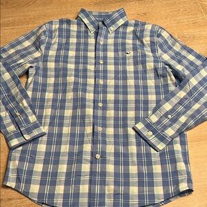 Vineyard Vines boys large/16 performance plaid button down EUC